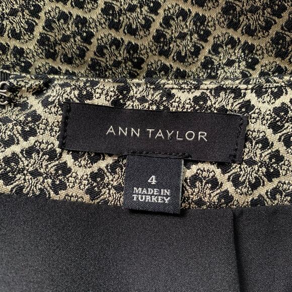 Ann Taylor Gold Black Straight Knee Length Pencil Skirt Size 4 - Picture 7 of 12